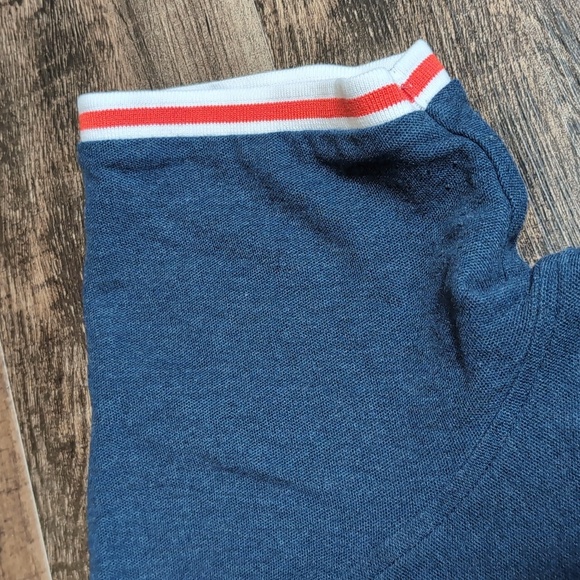 Psycho Bunny Ringer Polo Size 6 Large In Deep Blue With Red Stripes Pima Cotton - Picture 4 of 11